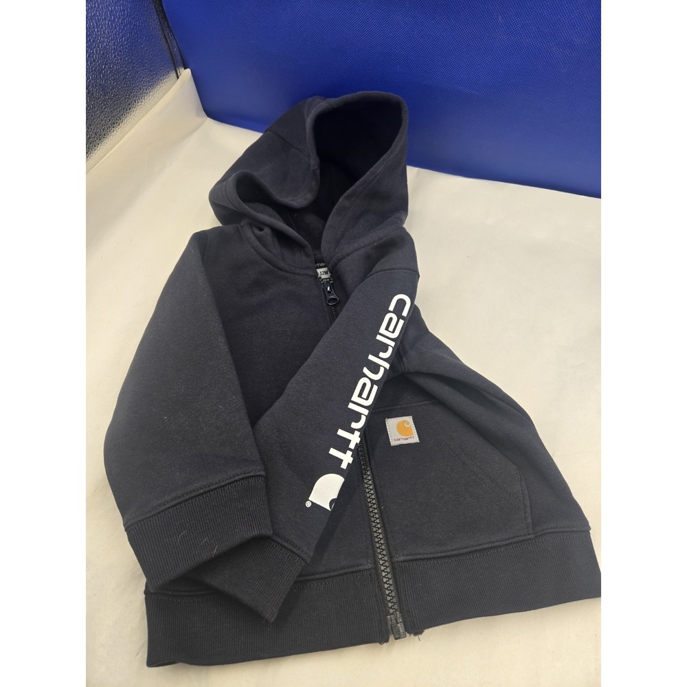 Carhartt Zip Up Hoodie 12 Months Baby Toddler NWT Black W/White Sleeve Logo Cute